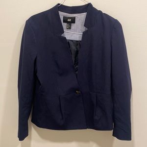 H&M Navy Blazer with button and slight shoulder padding
